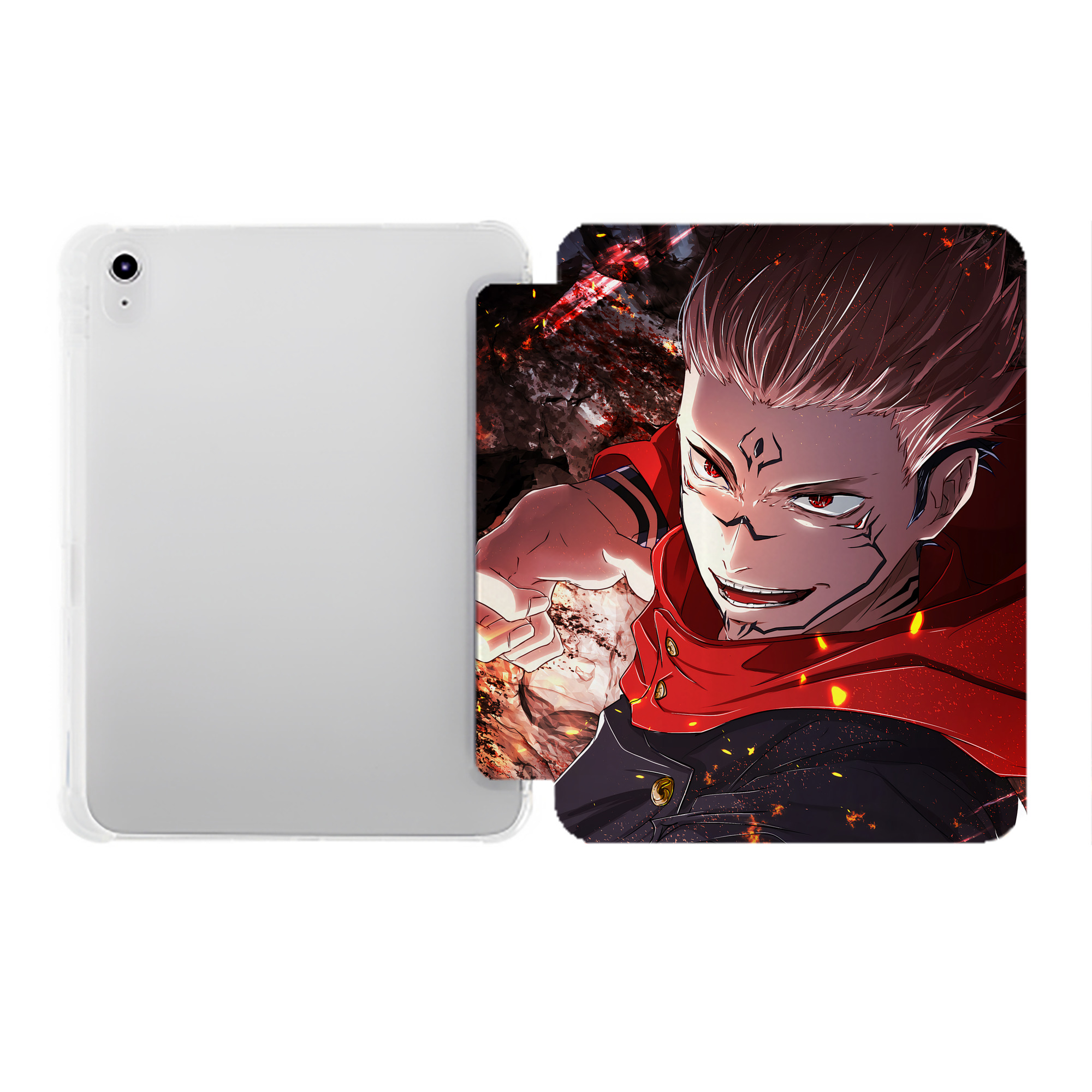 （画像用） 呪術廻戦 Jujutsu Kaisen IPad ケース ペン収納付き 三つ折りスタンド PUレザー×シリコン 対応機種9.5/10.5/10.9インチ